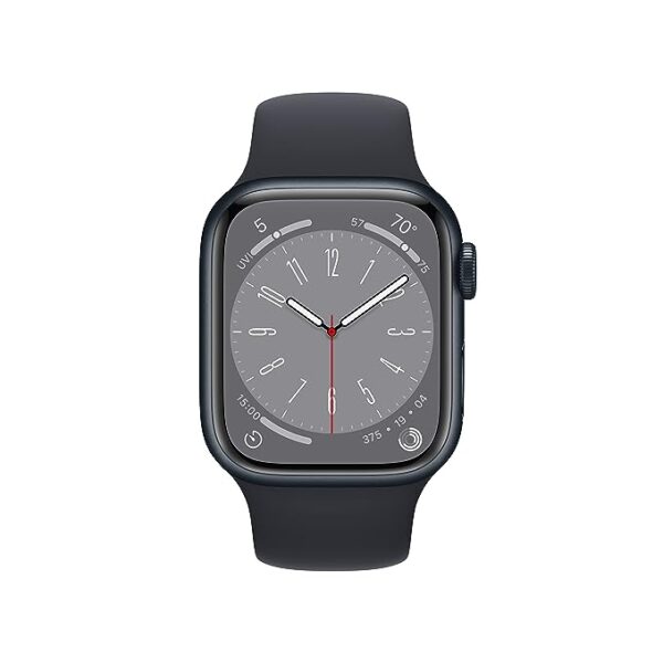 Apple Watch Series 8 [GPS 41 mm] Smart Watch w/Midnight Aluminium Case with Midnight Sport Band. Fitness Tracker, Blood Oxygen & ECG Apps, Always-On Retina Display, Water Resistant